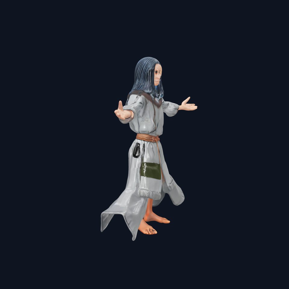 Elderly Wizard Character Model  Rigged and Animated